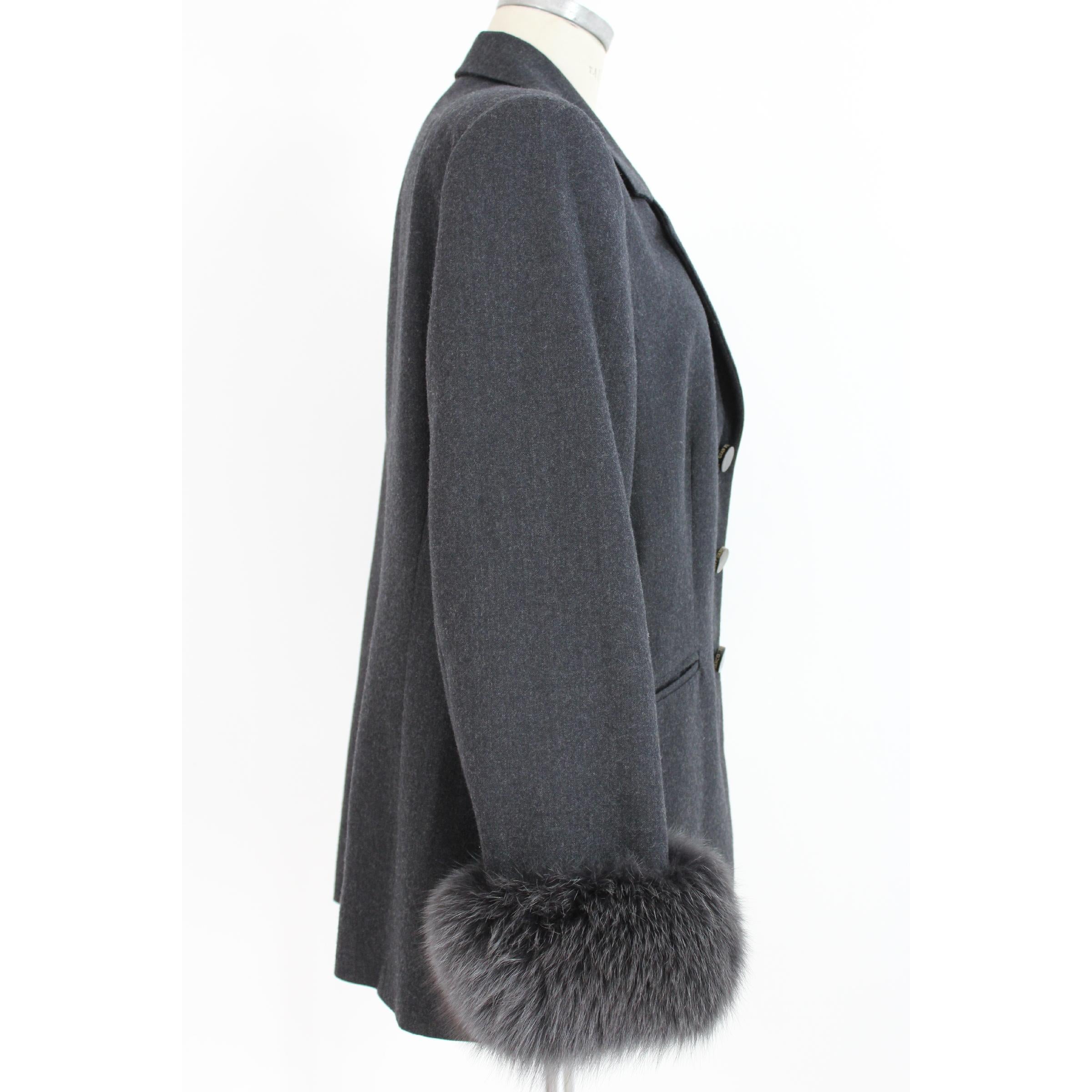 1990s Gianfranco Ferre Gray Oversize Fur Wool Vintage Jacket In Excellent Condition In Brindisi, Bt
