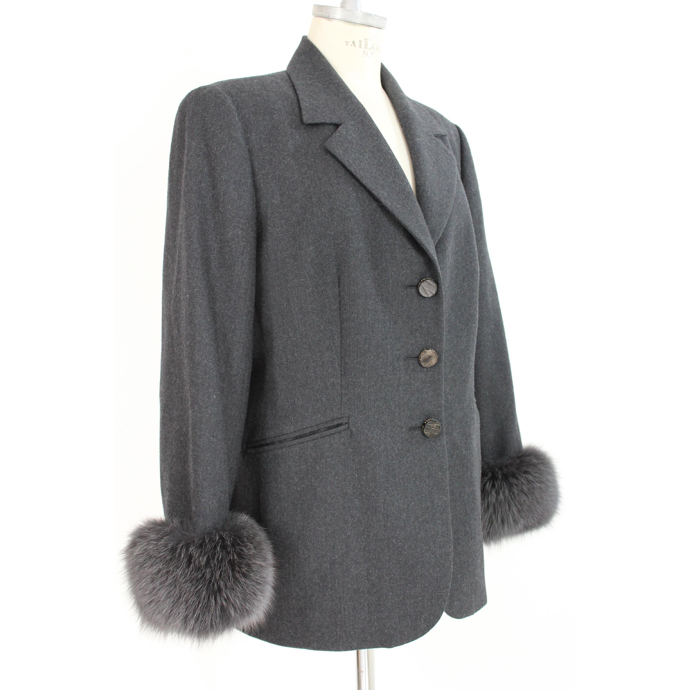 Women's 1990s Gianfranco Ferre Gray Oversize Fur Wool Vintage Jacket