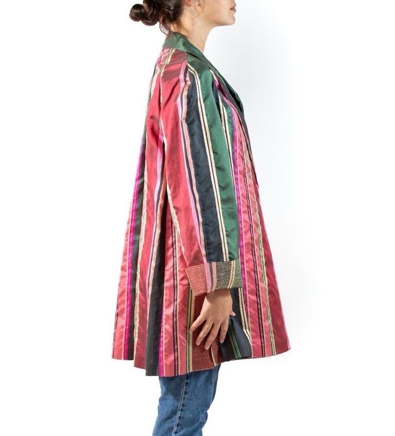 Women's 1990S Gianfranco Ferre Green Pink Silk & Lurex Jacket For Sale