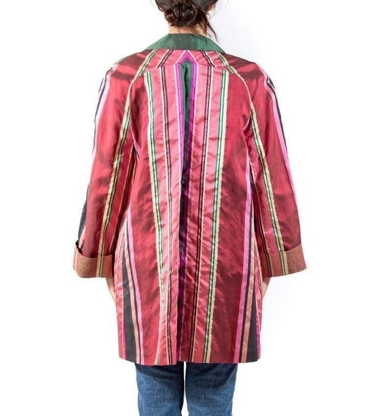 1990S Gianfranco Ferre Green Pink Silk & Lurex Jacket For Sale 3