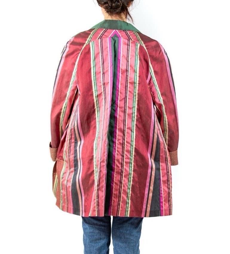 1990S Gianfranco Ferre Green Pink Silk & Lurex Jacket For Sale 4