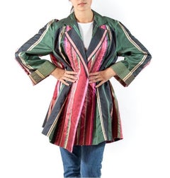 1990S Gianfranco Ferre Green Pink Silk & Lurex Jacket