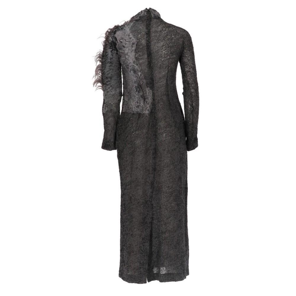 Black 1990s Gianfranco Ferré Grey Furry Dress