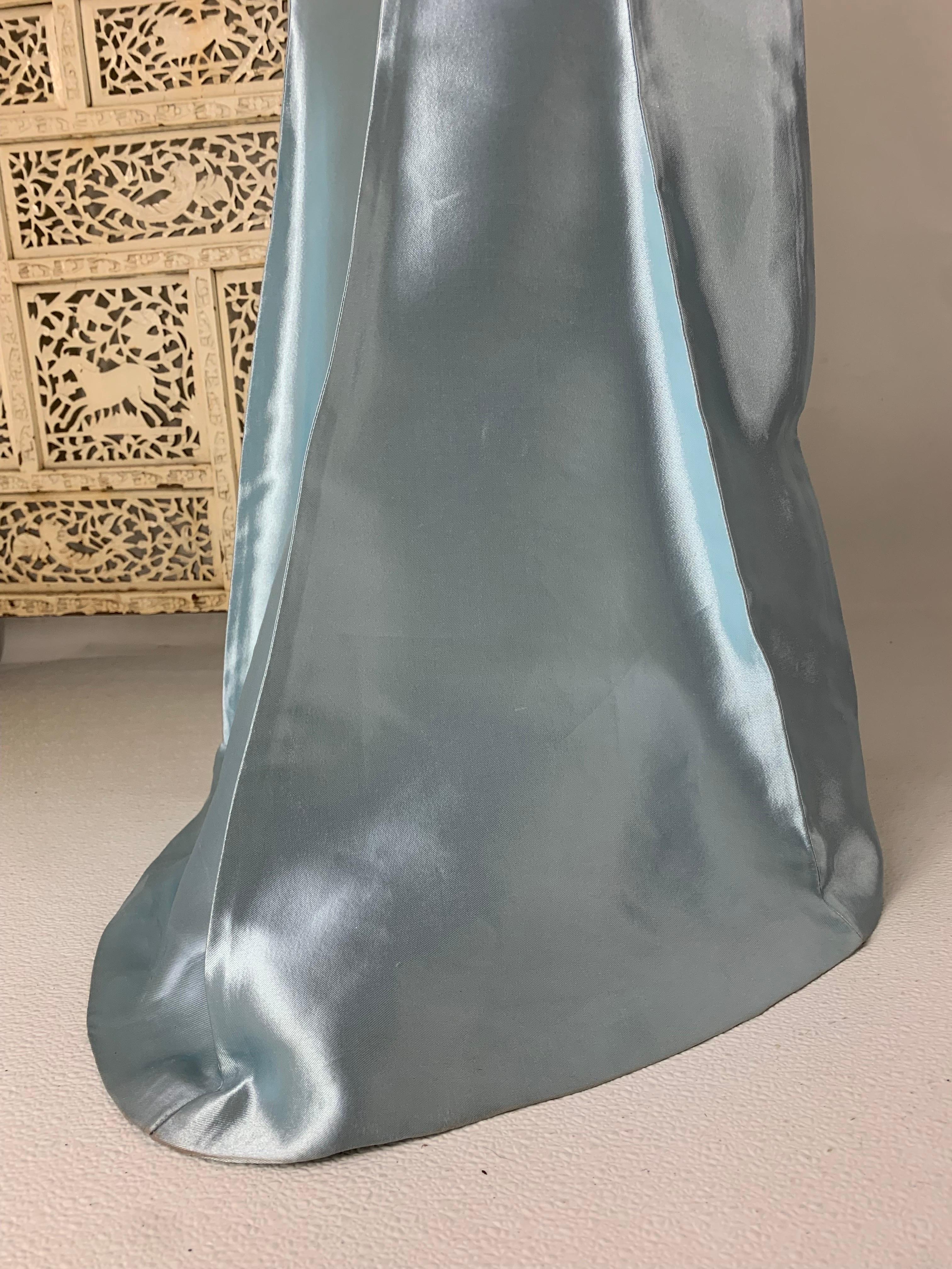 1990s Gianfranco Ferre Ice Blue Shark Skin Fishtail Full Length Skirt 1