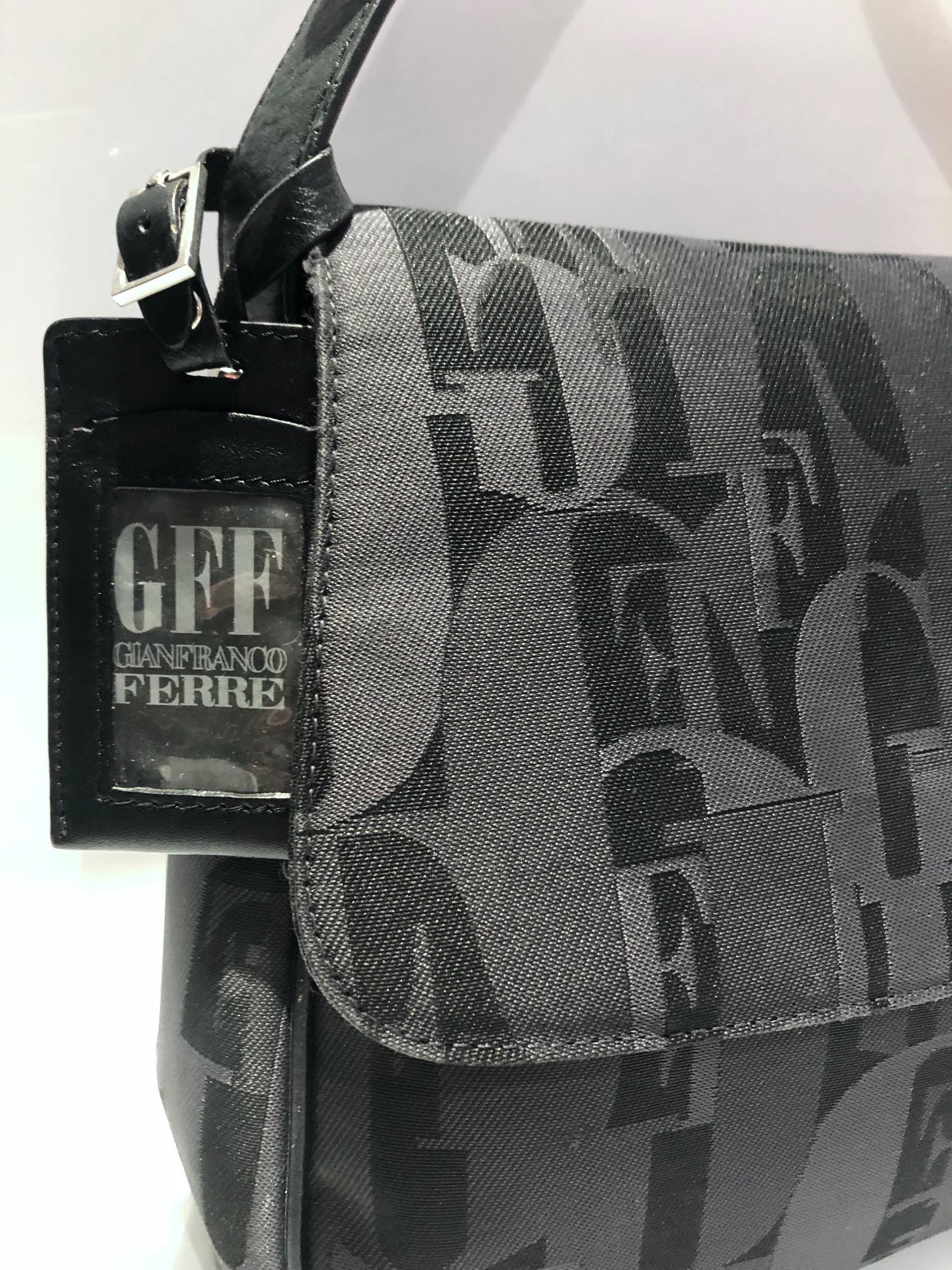 1990s Gianfranco Ferre Logo Print Shoulder Bag For Sale 1