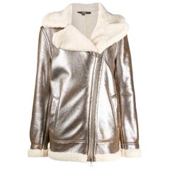 Retro 1990s Gianfranco Ferré Metalized Short Sheepskin Coat