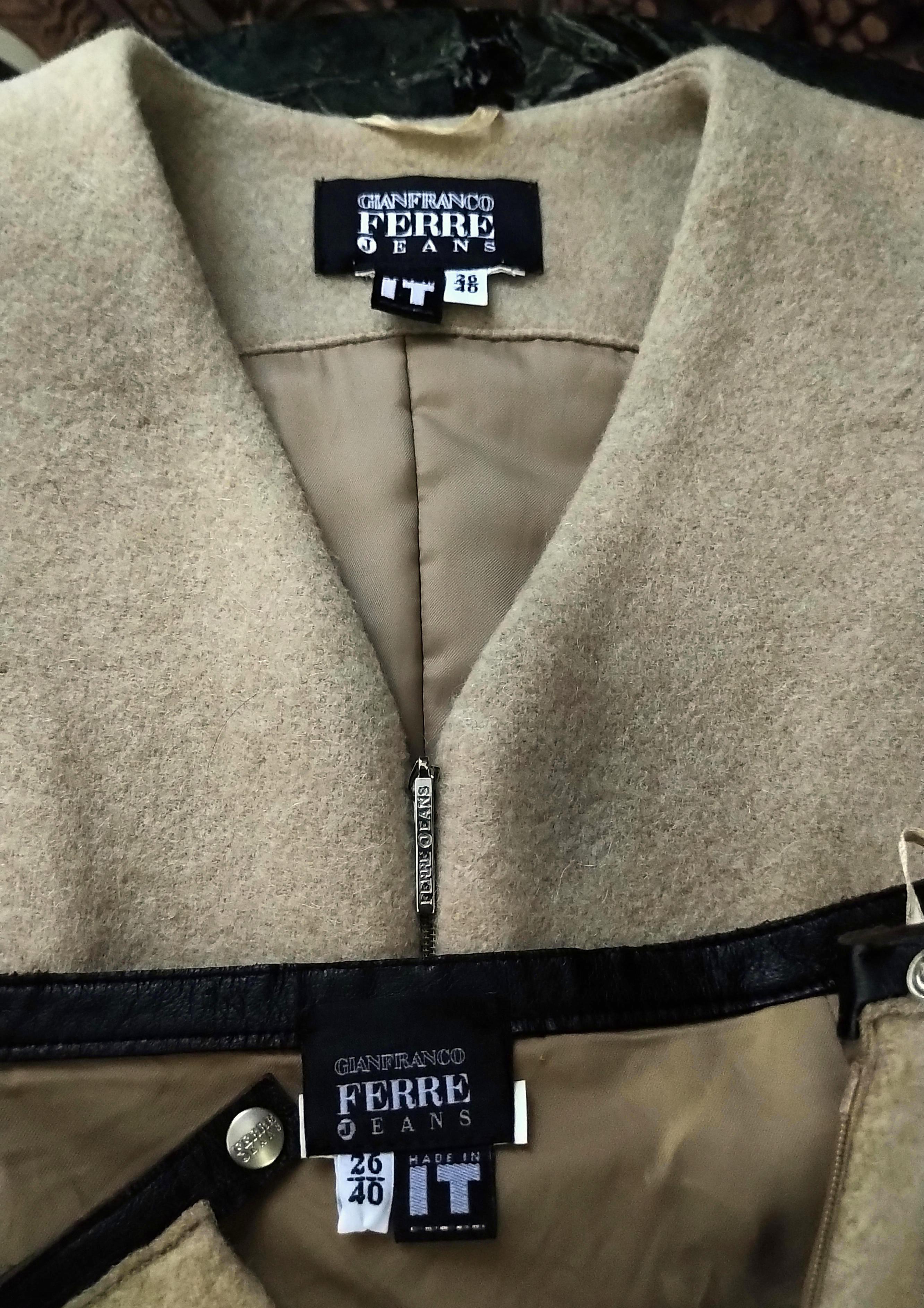 1990's GianFranco Ferre Nude-Beige 100% Mink Vest A Line Skirt Suit IT 40/ 2 4 For Sale 5