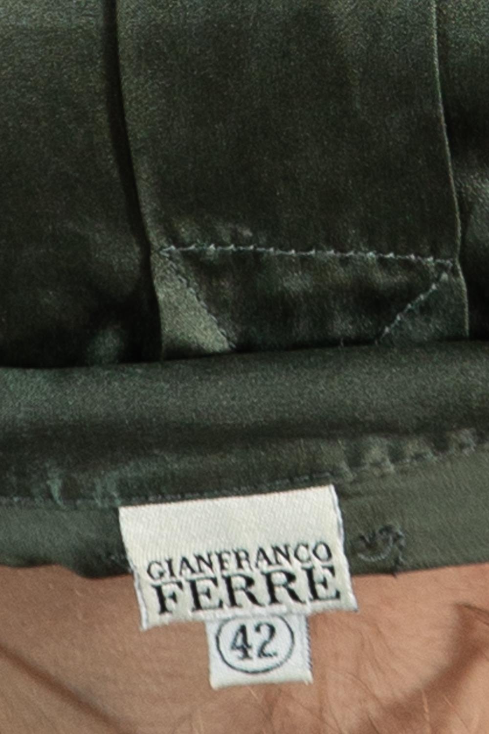 1990S GIANFRANCO FERRE Olive Green Silk Charmeuse Blouse For Sale 4