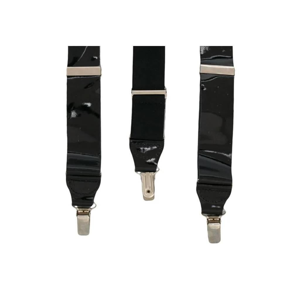Black 1990s Gianfranco Ferré Patent Leather Braces