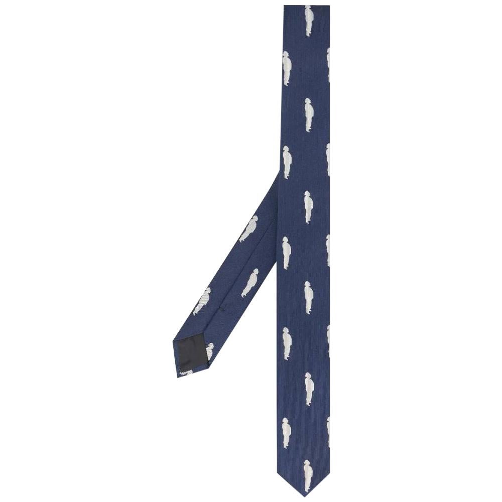 1990s Gianfranco Ferré Printed Blue Silk Tie For Sale