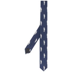 1990s Gianfranco Ferré Printed Blue Silk Tie
