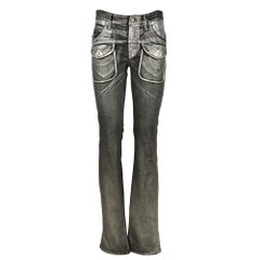 1990s Gianfranco Ferrè silver coated cotton blend jeans