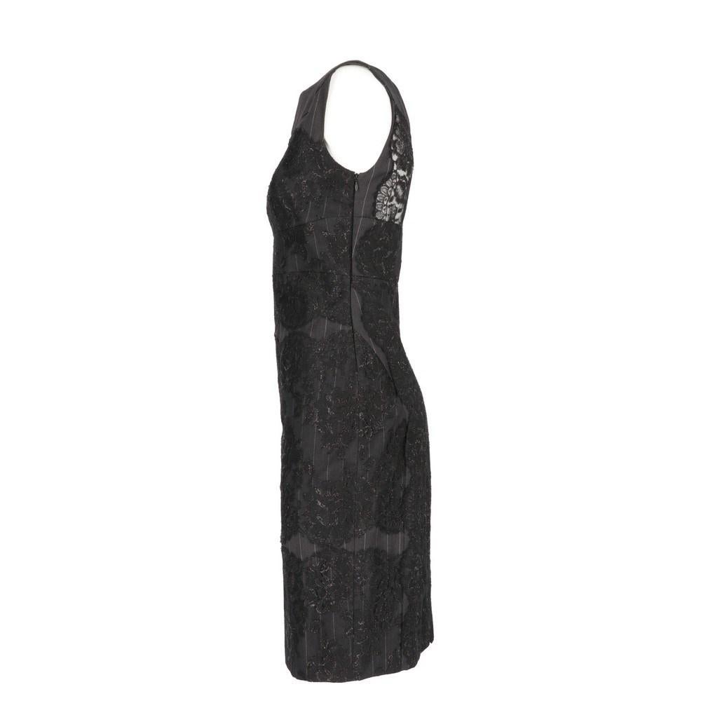 Black 1990s Gianfranco Ferrè sleeveless grey pinstripe cotton dress