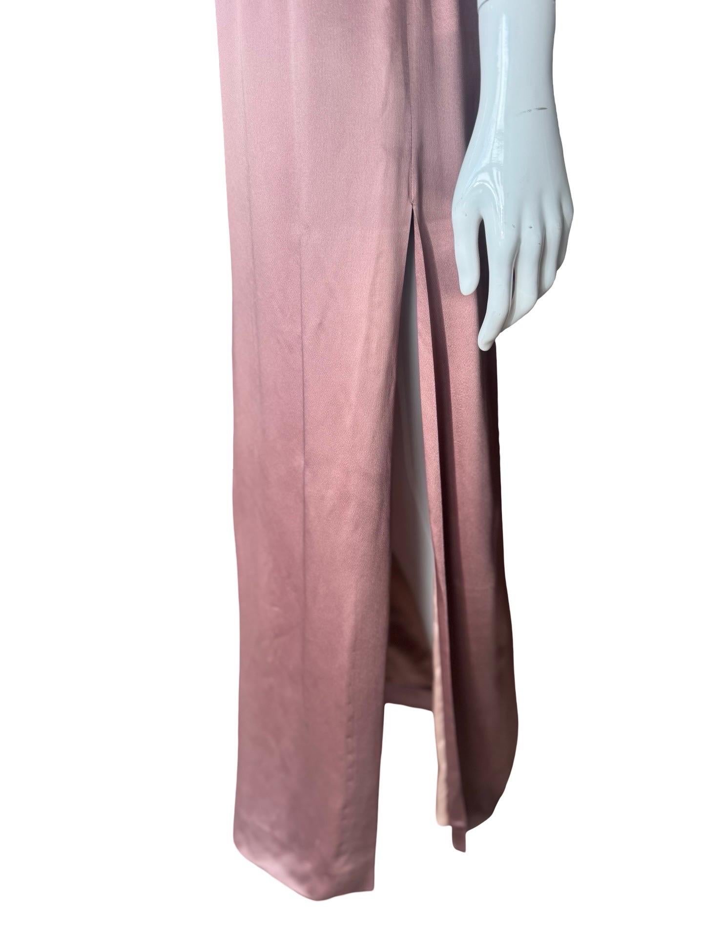 1990er Gianfranco Ferre Studio Rosafarbenes formelles Satinkleid im Zustand „Gut“ im Angebot in Miami, FL