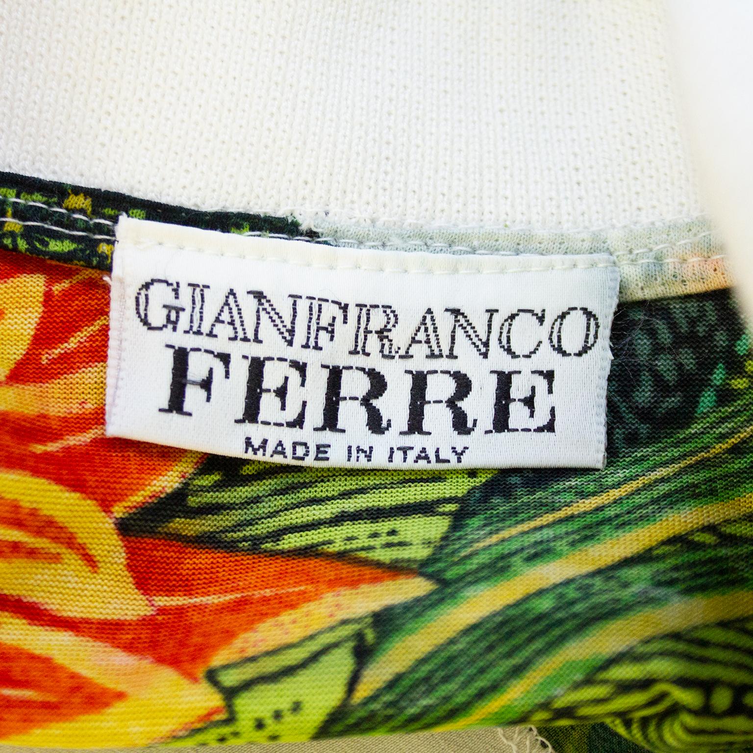1990s Gianfranco Ferre Tropical Print Silk Tunic  For Sale 2