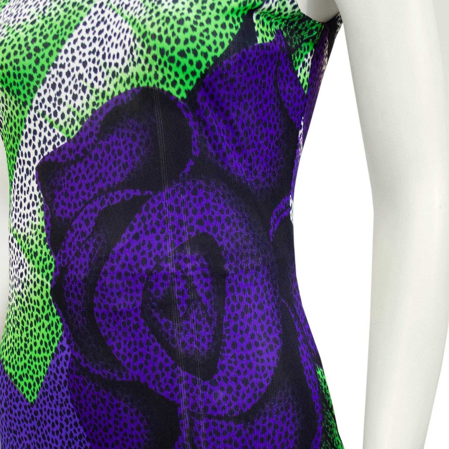 1990s Gianni Versace Animal Print Tank Top with Rose  In Good Condition For Sale In Toronto, Ontario