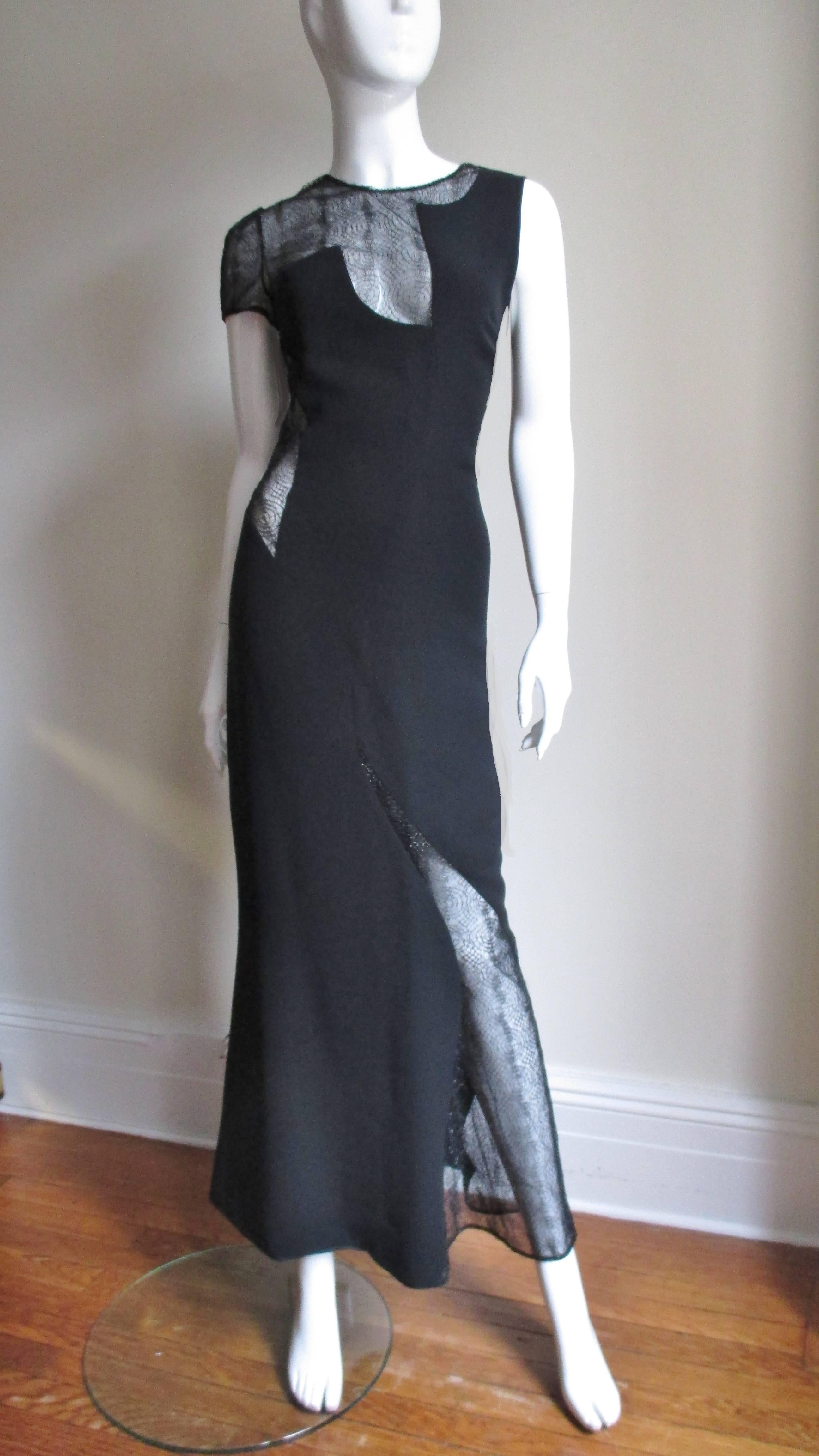 1990s Gianni Versace Asymmetric Gown with Lace Cutouts 4
