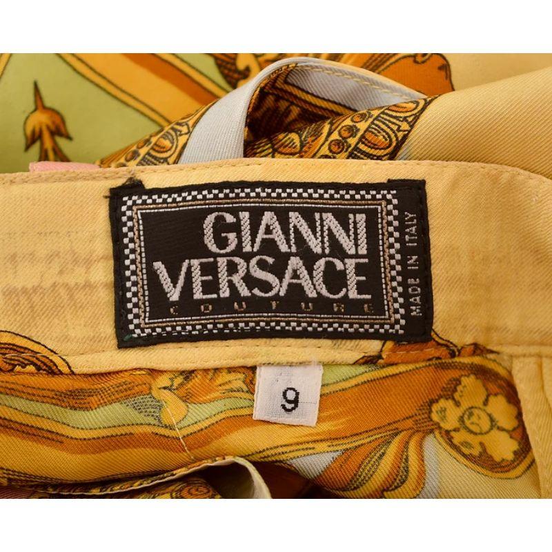 1990's Gianni Versace Atelier Pure Silk Baroque Pattern Lounge Shorts Culottes For Sale 1