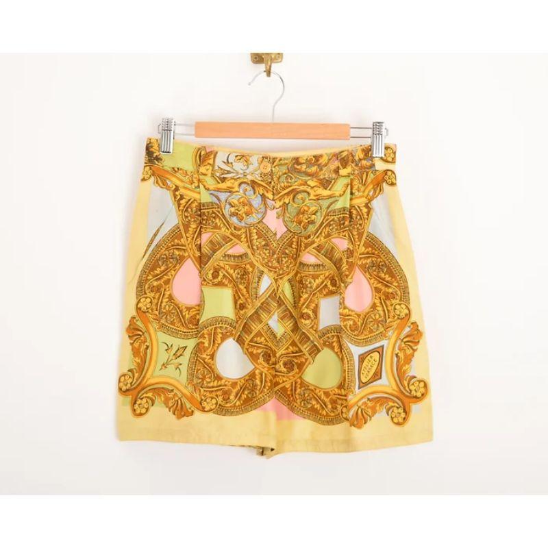 1990's Gianni Versace Atelier Pure Silk Baroque Pattern Lounge Shorts Culottes For Sale