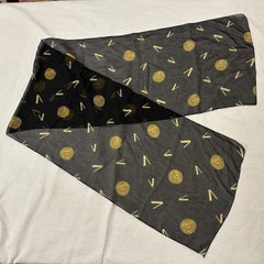 1990s Gianni Versace Black and Gold Iconic Medusa Scarf