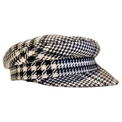 1990s Gianni Versace Black and White Houndstooth Flat Cap