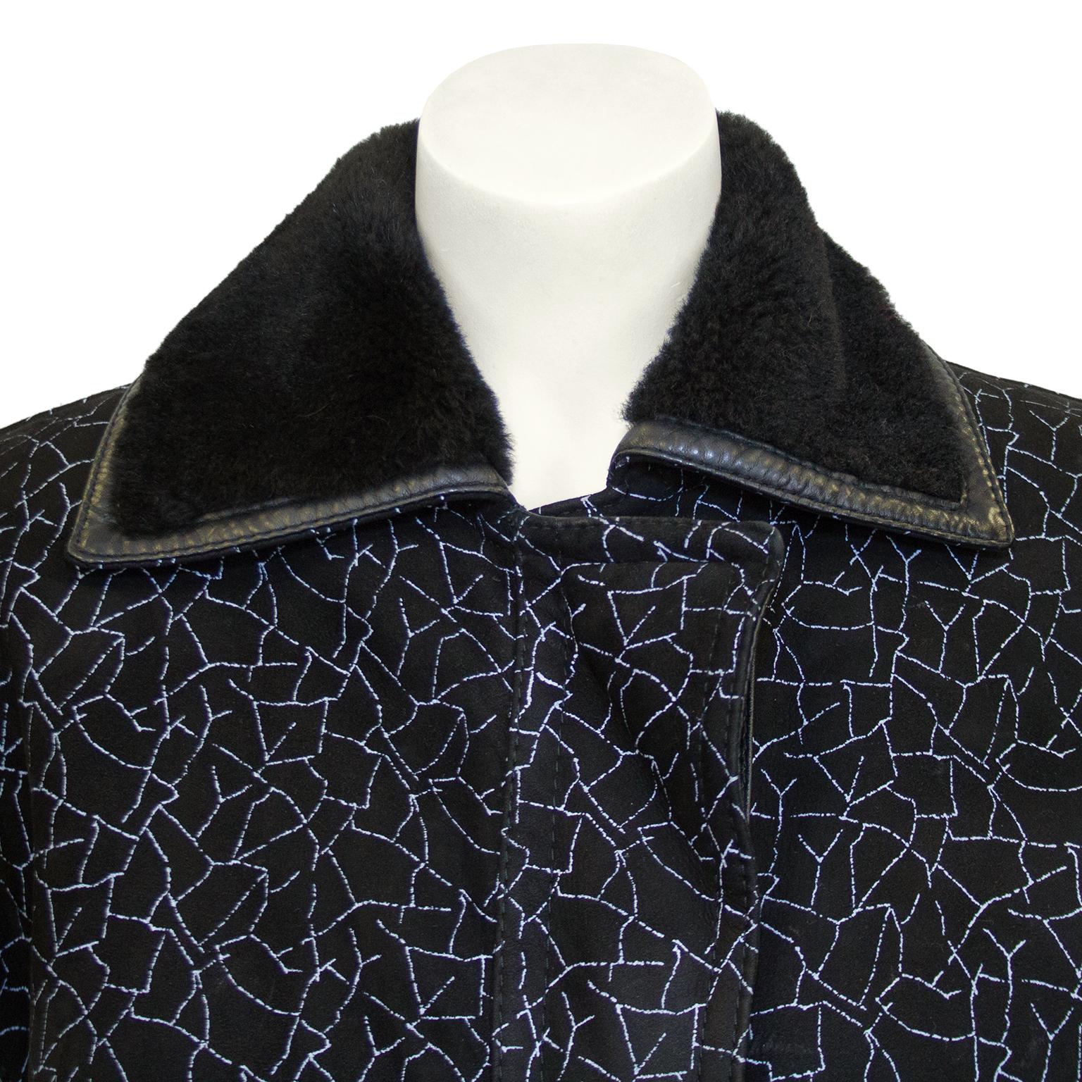 Women's or Men's 1990s Gianni Versace Black and White Shearling Coat  For Sale