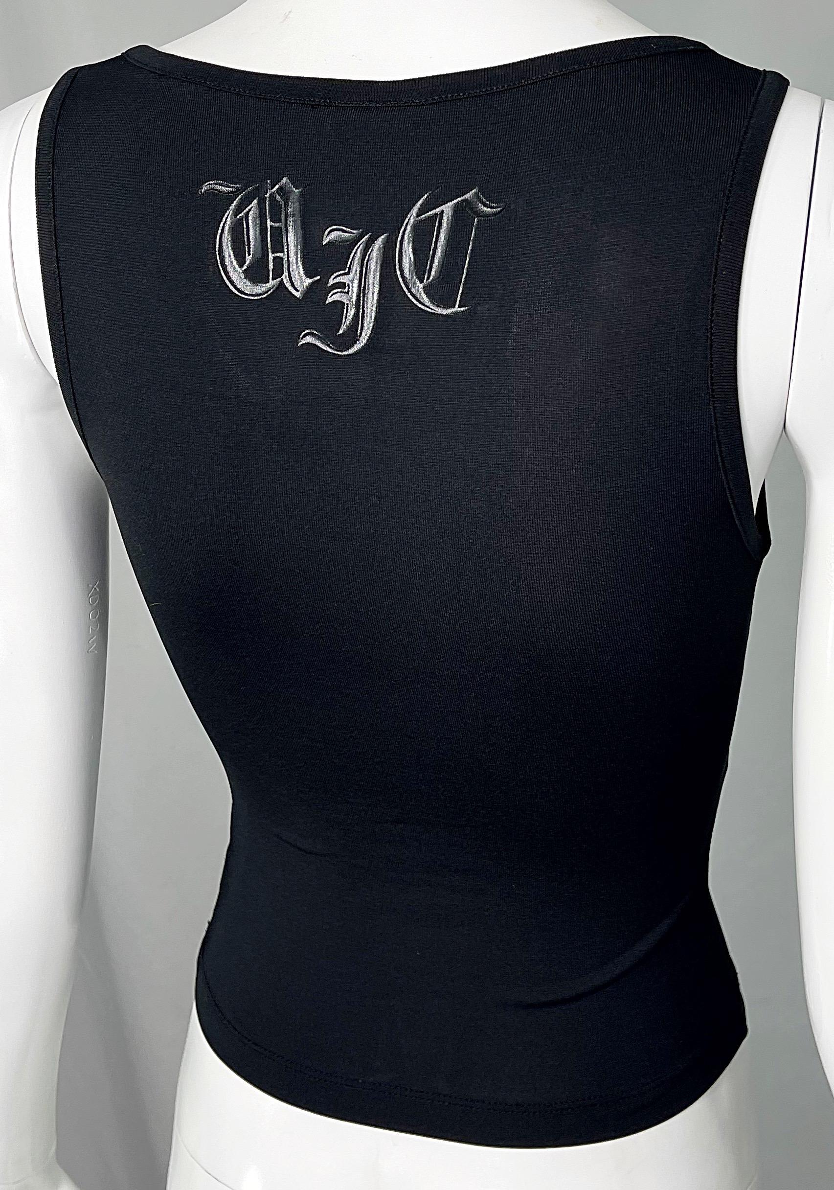 2000s Gianni Versace Black Cut - Out Logo Rayon Sexy Sleeveless Vintage 90s Top 6