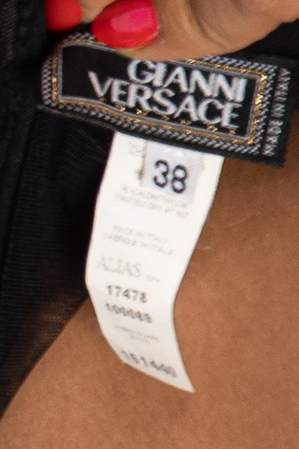 1990S GIANNI VERSACE Black Jersey One Shoulder Mini Cocktail Dress With Leather For Sale 3