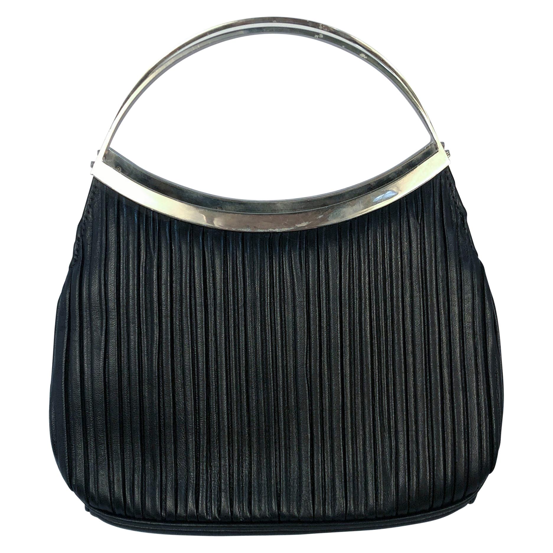 1990s Gianni Versace Black Leather Handbag