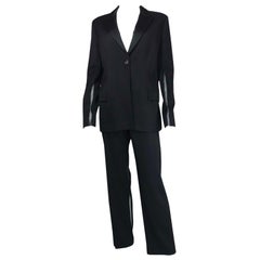 1990er Gianni Versace schwarzer Hosenanzug Medium Größe