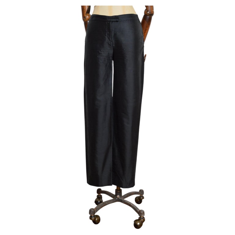 black silk cigarette pants LILYSIL Comfort Fit for Women waisted silhouette is cut in a streamlined cigarette style that elongates the leg with effortless sophistication Andaaz Fashion Women's Black Silk