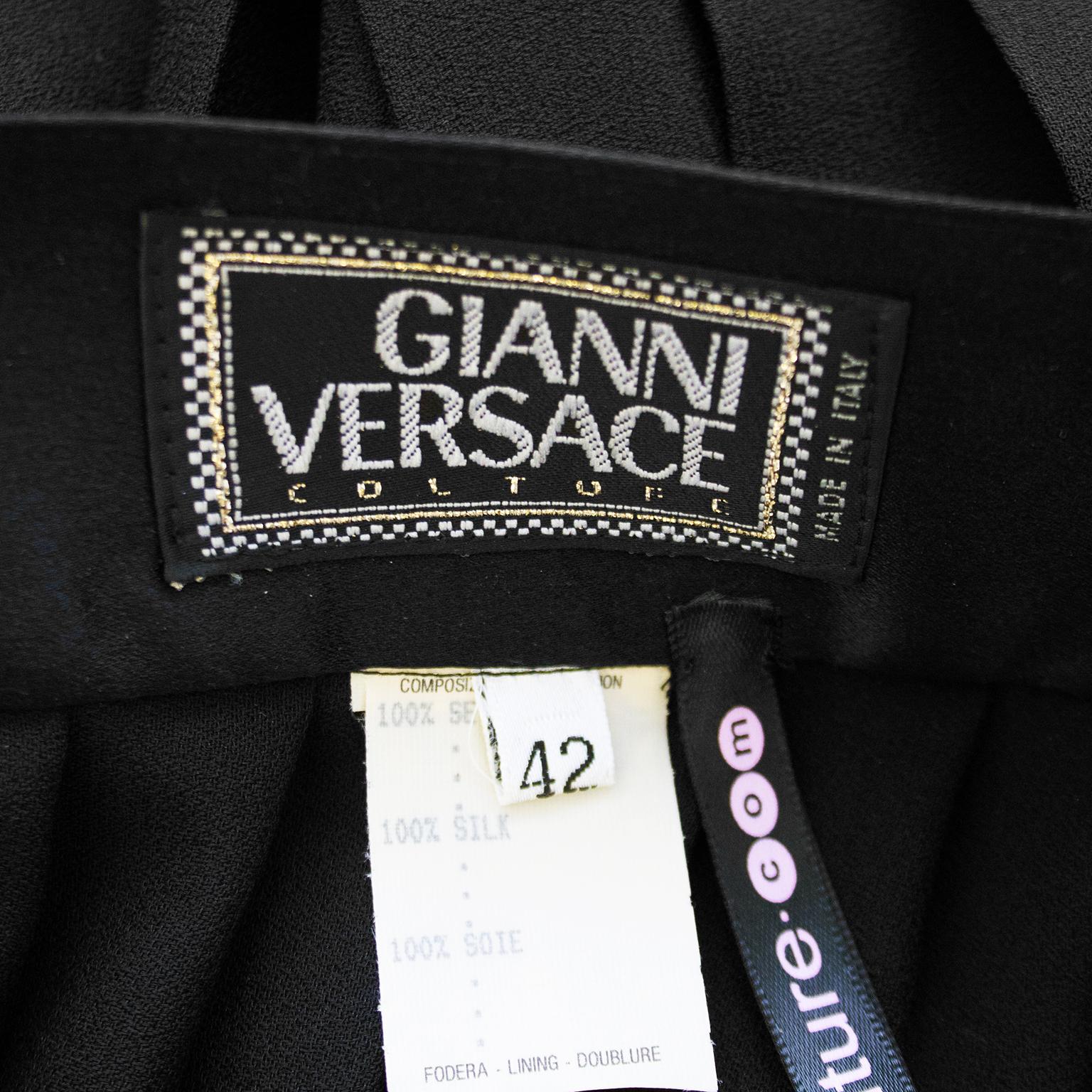1990s Gianni Versace Black Silk Chiffon Skirt  For Sale 2