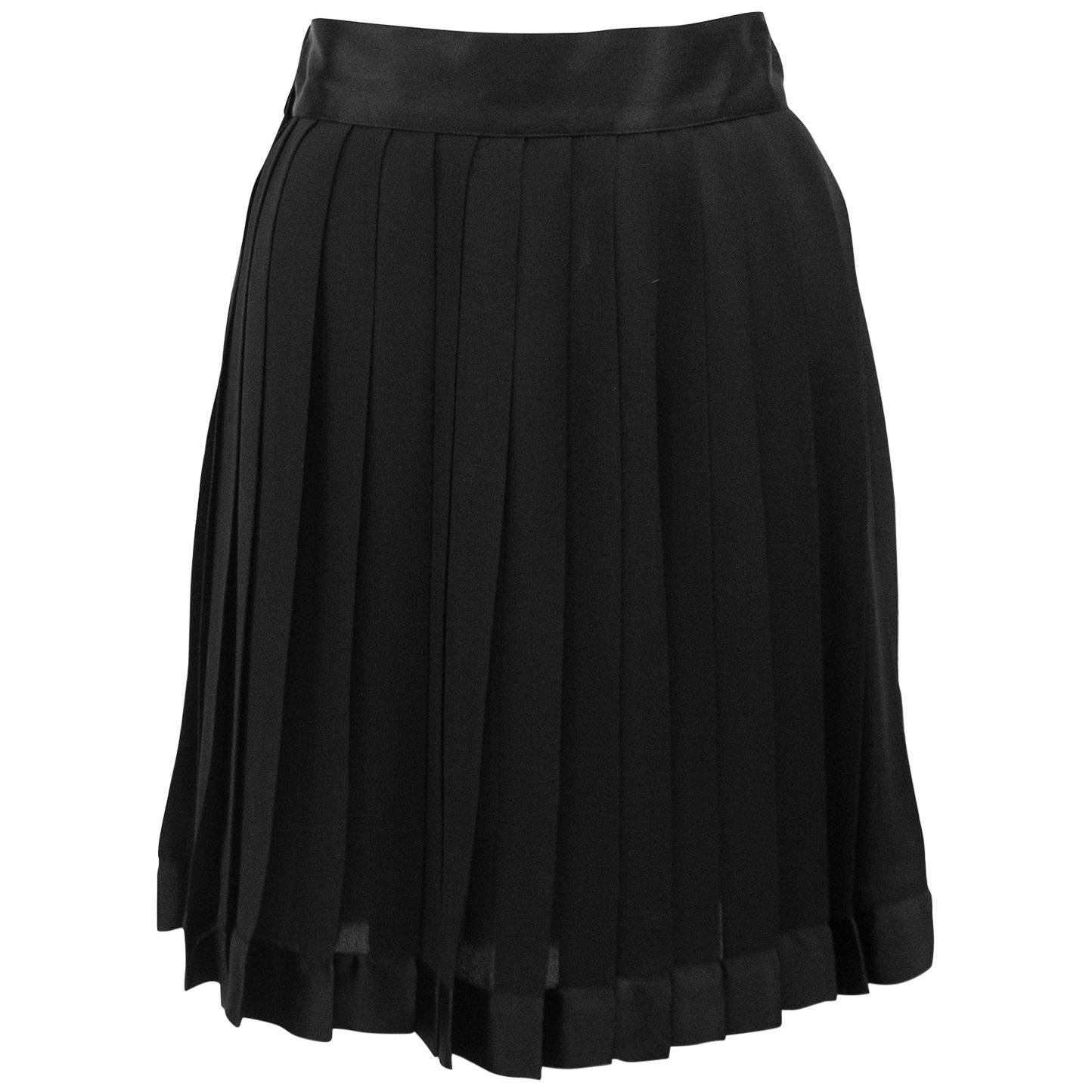 1990s Gianni Versace Black Silk Chiffon Skirt 