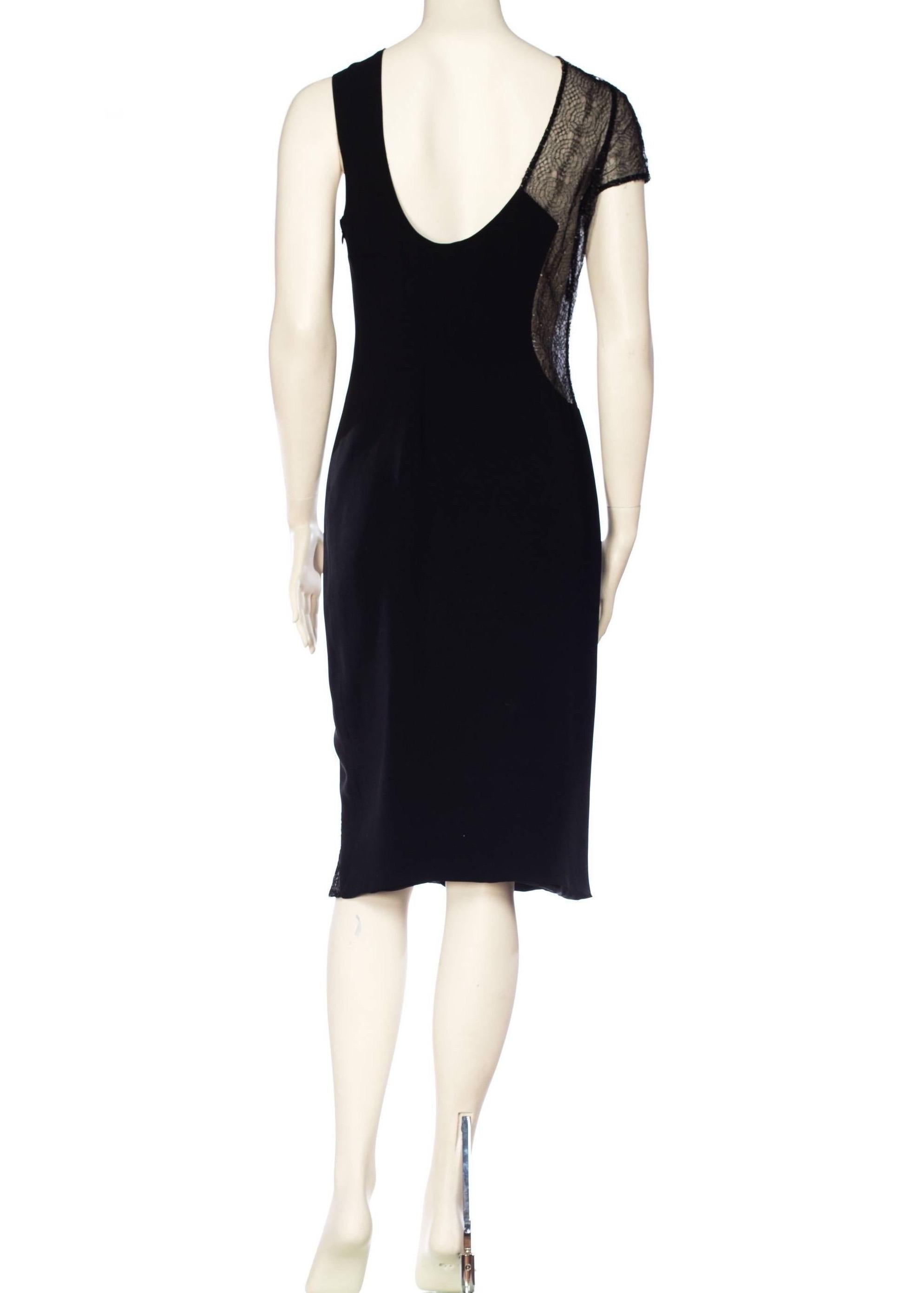 1990S GIANNI VERSACE Black Silk Deconstructed Sexy Modernist Cocktail Dress Wit For Sale 1