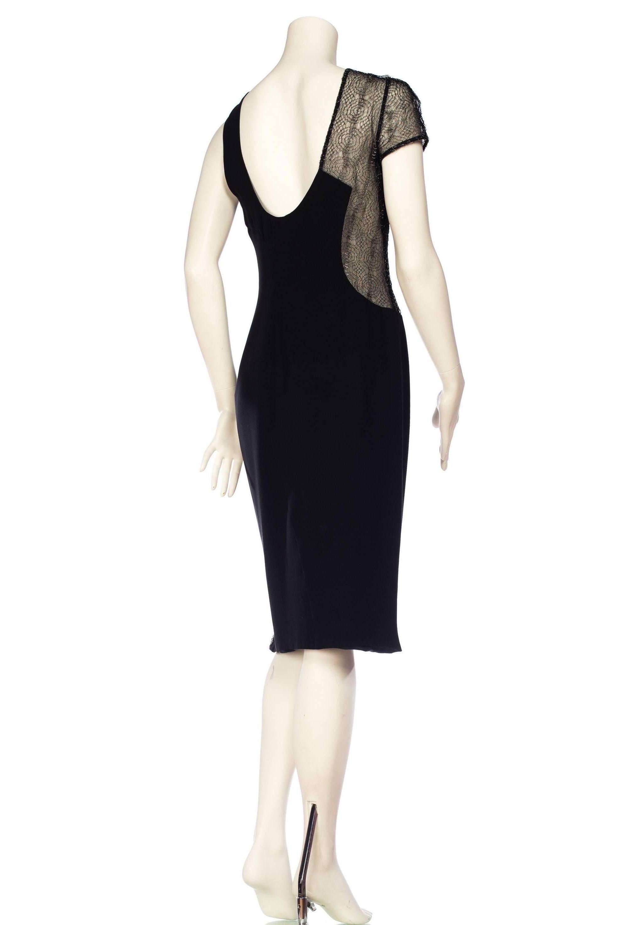 1990S GIANNI VERSACE Black Silk Deconstructed Sexy Modernist Cocktail Dress Wit For Sale 2