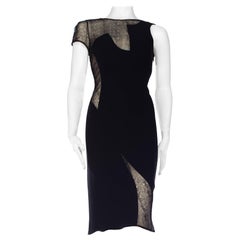 1990S GIANNI VERSACE Seda Negro Deconstruido Sexy Modernista Vestido De Cóctel Con