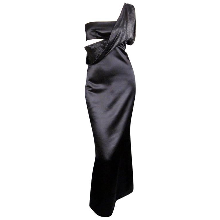 1990s Gianni Versace Black Silk Gown 