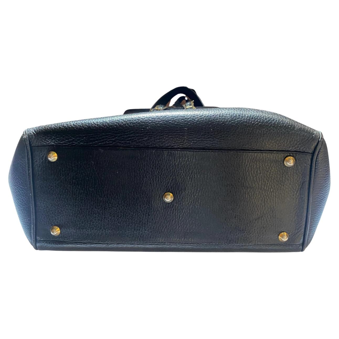 1990s Gianni Versace Black Stud Medusa Leather Shoulder Bag For Sale 2