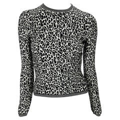 1990s Gianni Versace Black White Cheetah Print Stretch Knit Sweater Top