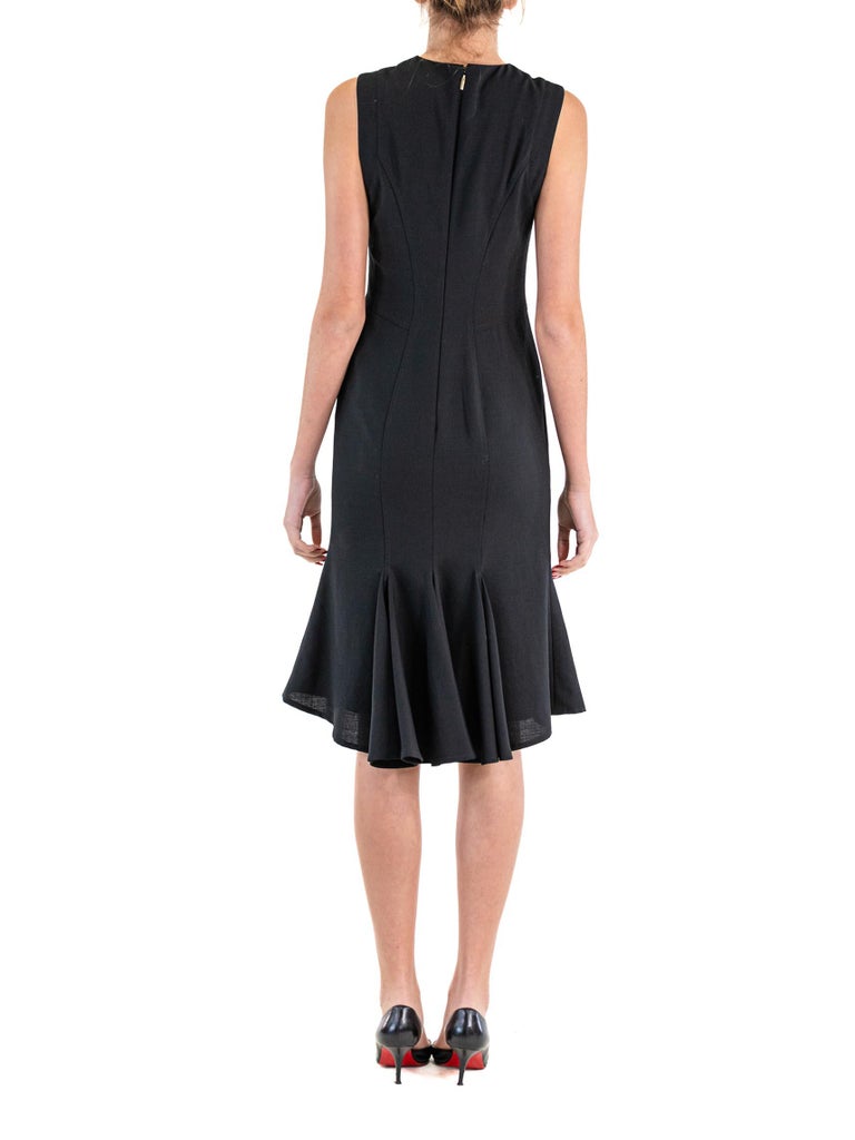 1990S GIANNI VERSACE Black Wool Crepe Dress With Fluted Hem For Sale at ...