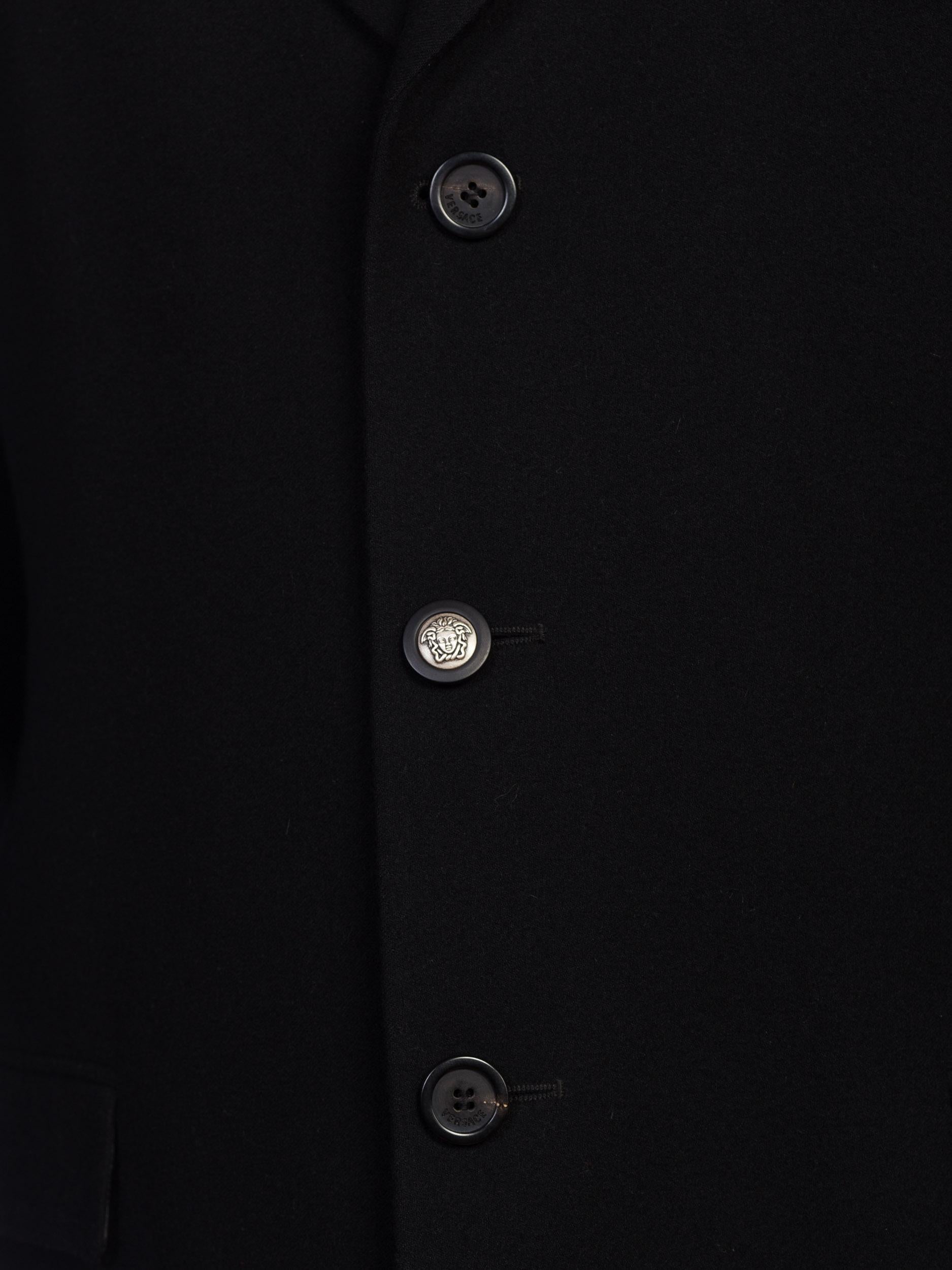 1990S GIANNI VERSACE Black Wool Men's Zipper Detail Blazer For Sale 10