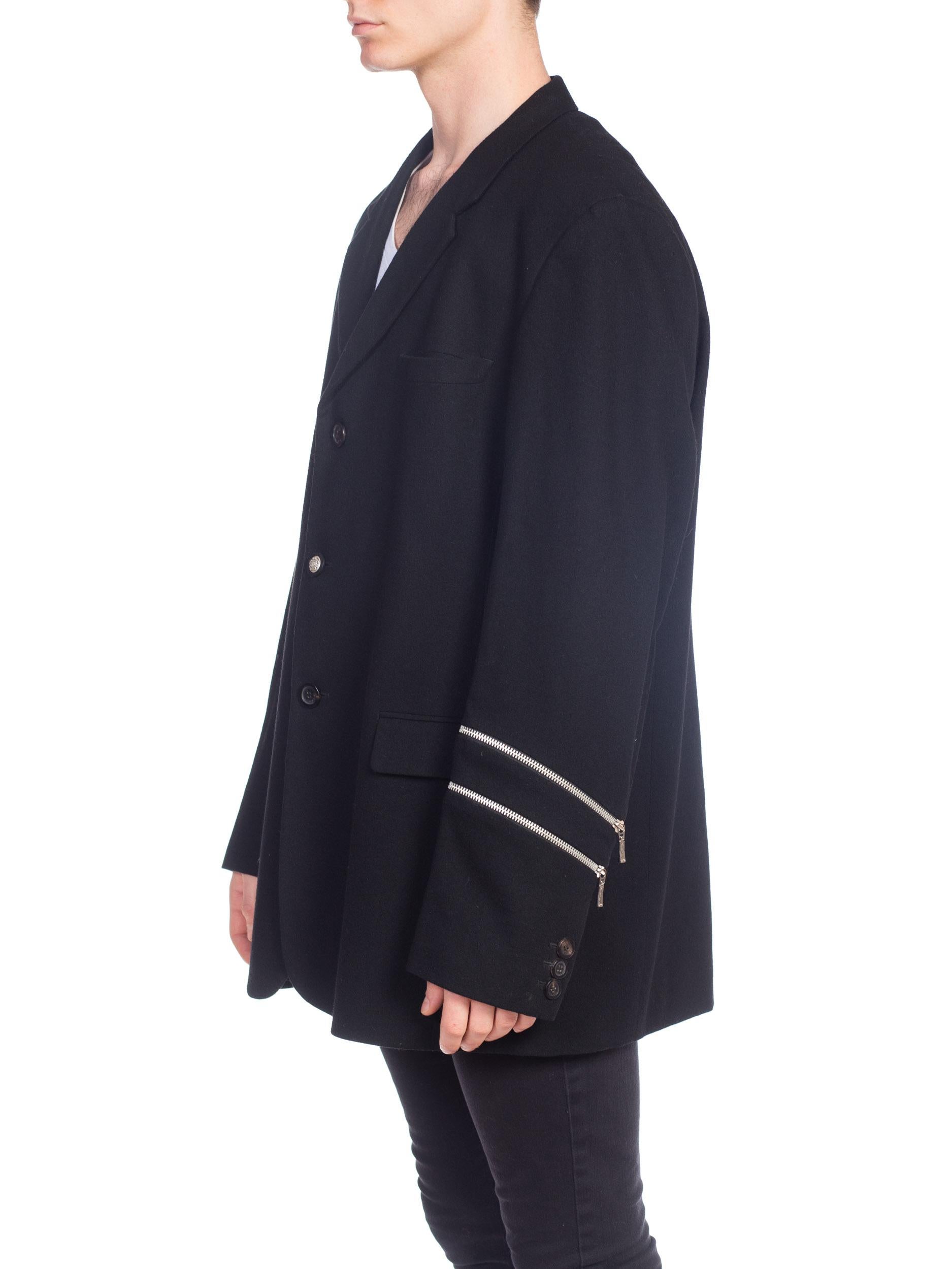 Gianni Versace - Blazer en laine noire avec fermeture éclair, pour homme, années 1990 Pour hommes en vente