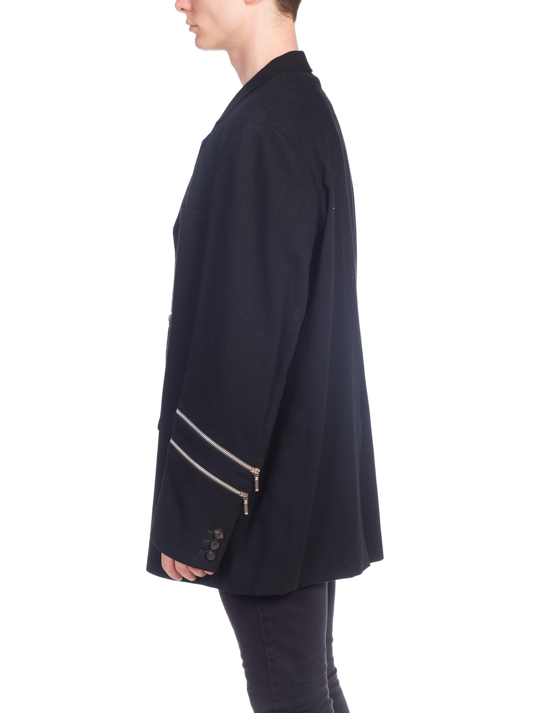 Gianni Versace - Blazer en laine noire avec fermeture éclair, pour homme, années 1990 en vente 1