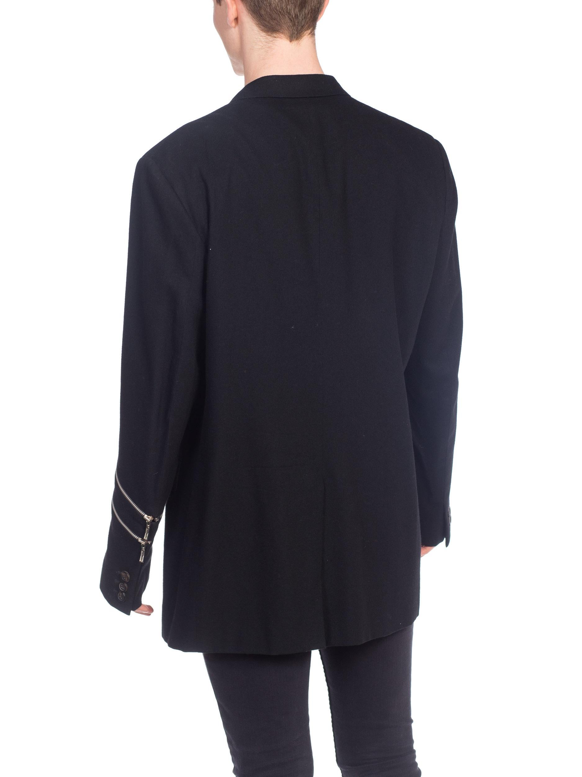 Gianni Versace - Blazer en laine noire avec fermeture éclair, pour homme, années 1990 en vente 2
