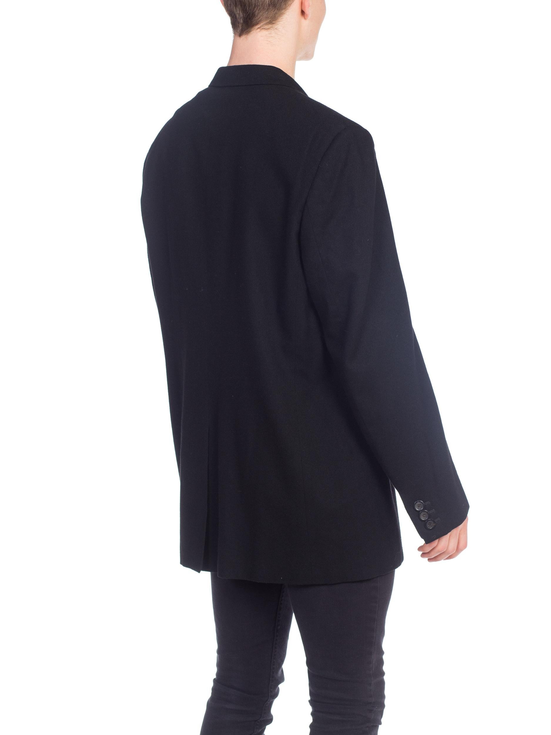 1990S GIANNI VERSACE Black Wool Men's Zipper Detail Blazer For Sale 6