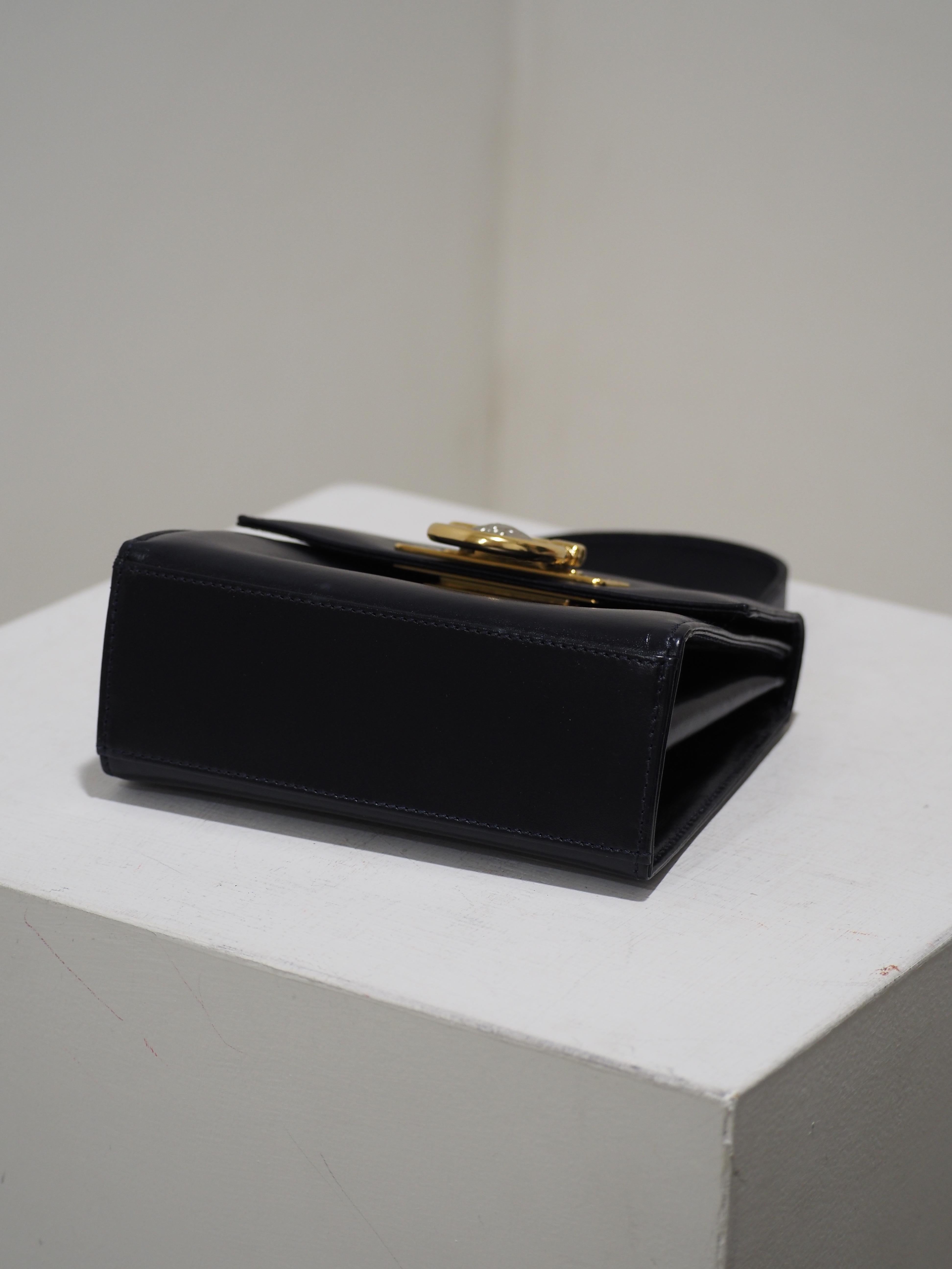 1990s Gianni Versace blue navy leather gold silver hardware shoulder bag handbag 2
