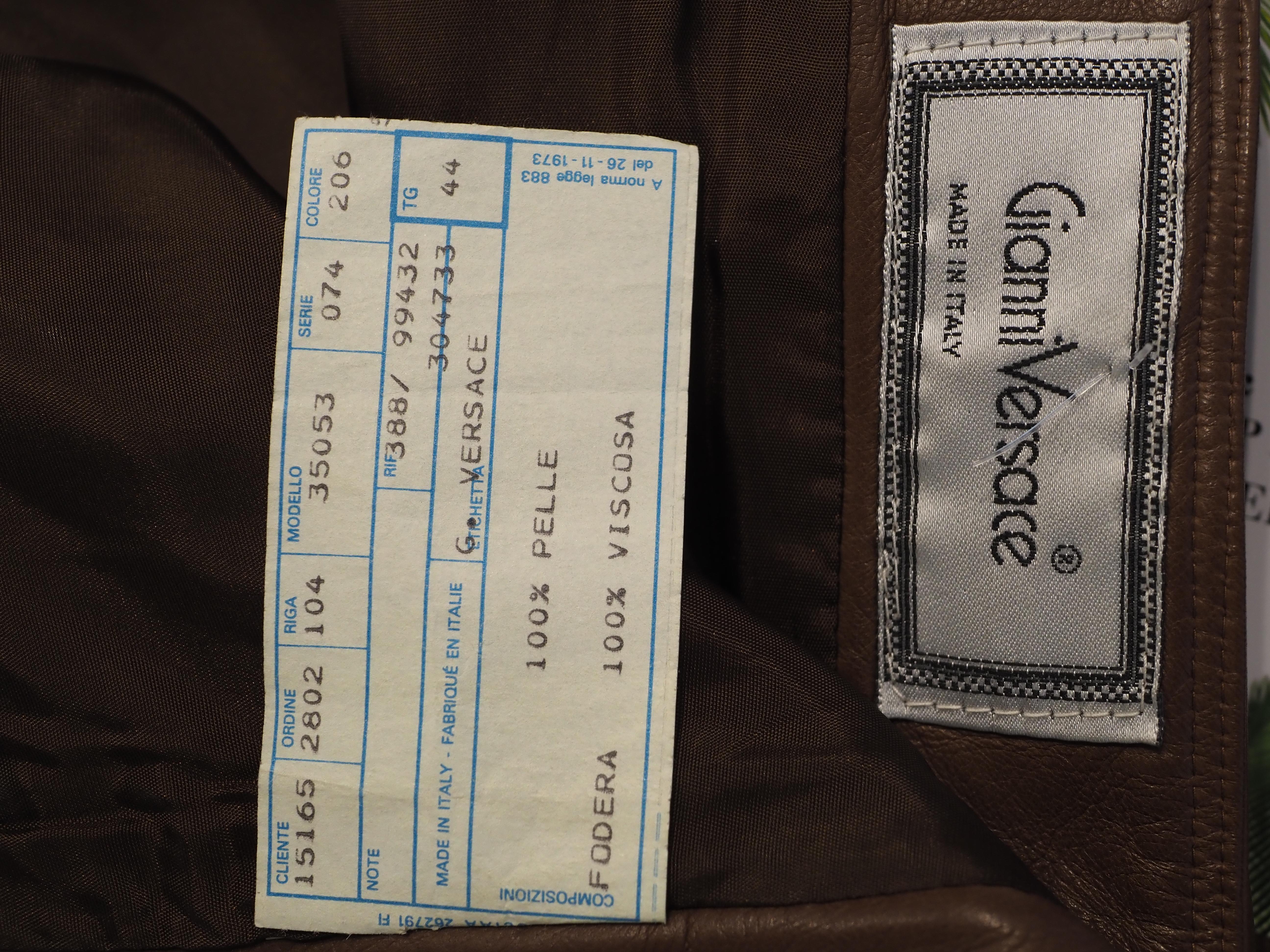 1990er Gianni Versace Brauner Lederrock im Angebot 12