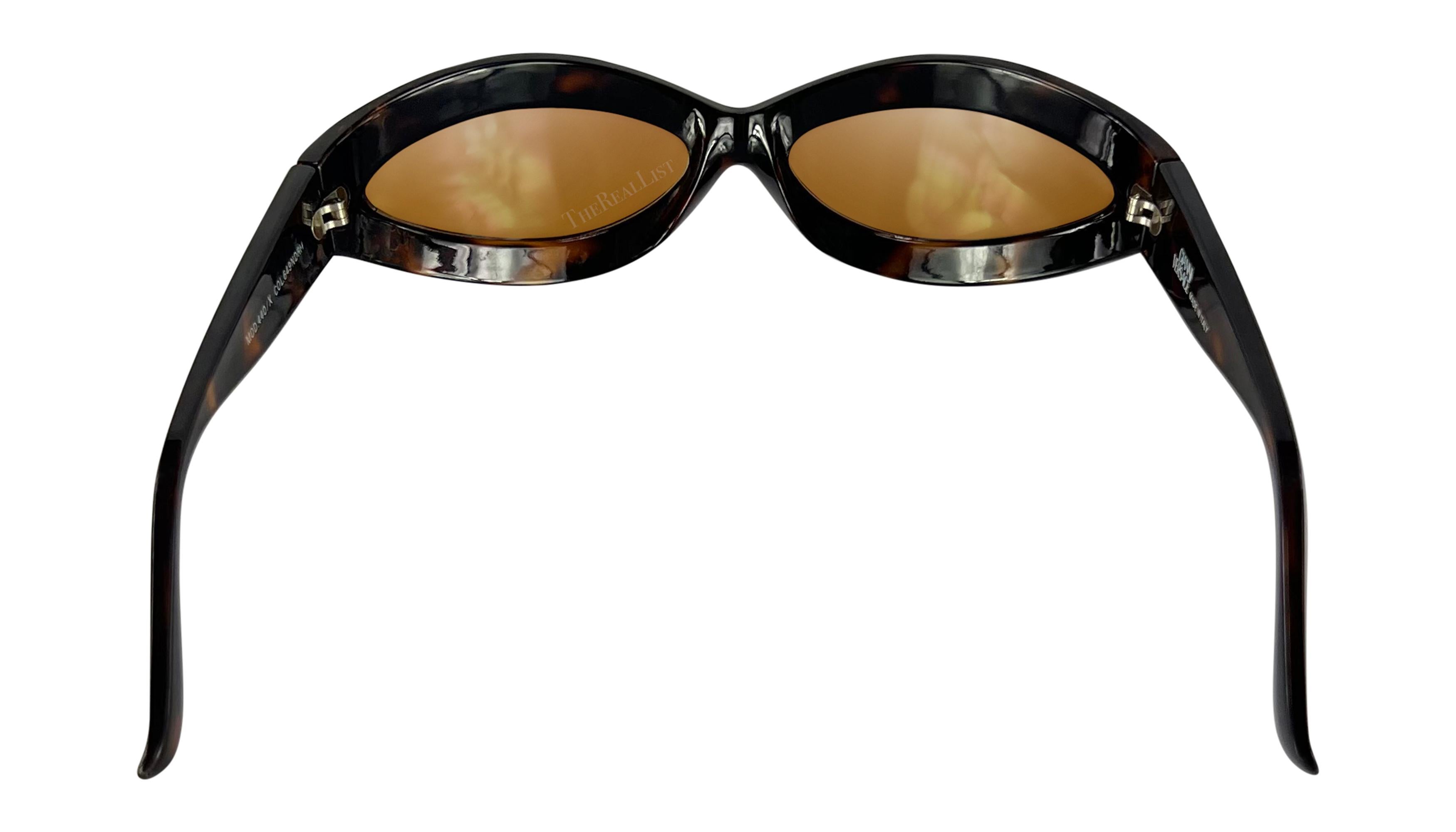 1990s Gianni Versace Brown Tortoise Shell Gold Studded Medusa Sunglasses For Sale 3
