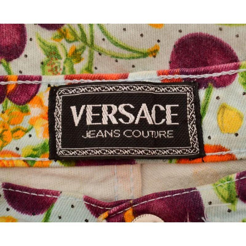 1990's Gianni Versace 'Cherry' Print high waisted Vintage fruit pattern Jeans For Sale 4