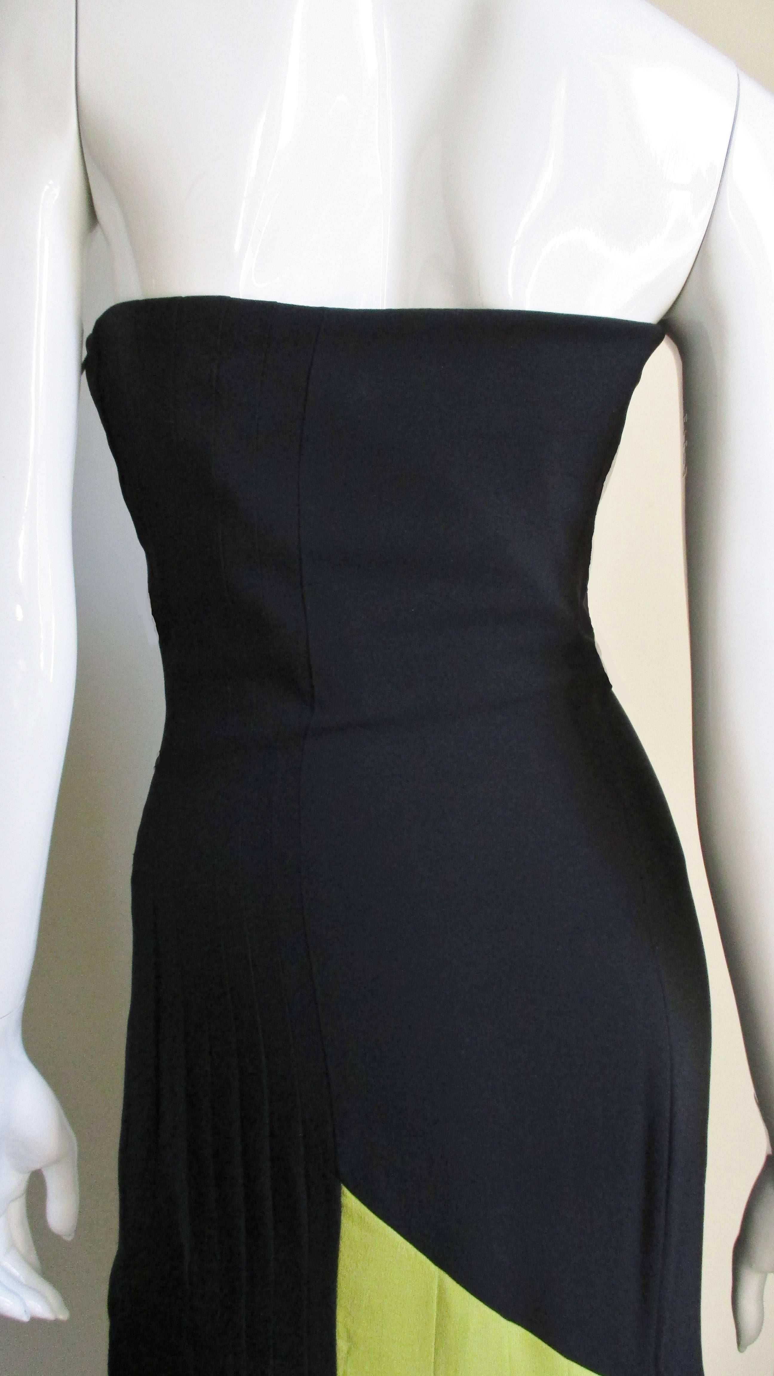 Gianni Versace New Color Block Strapless Dress 1990s For Sale 4